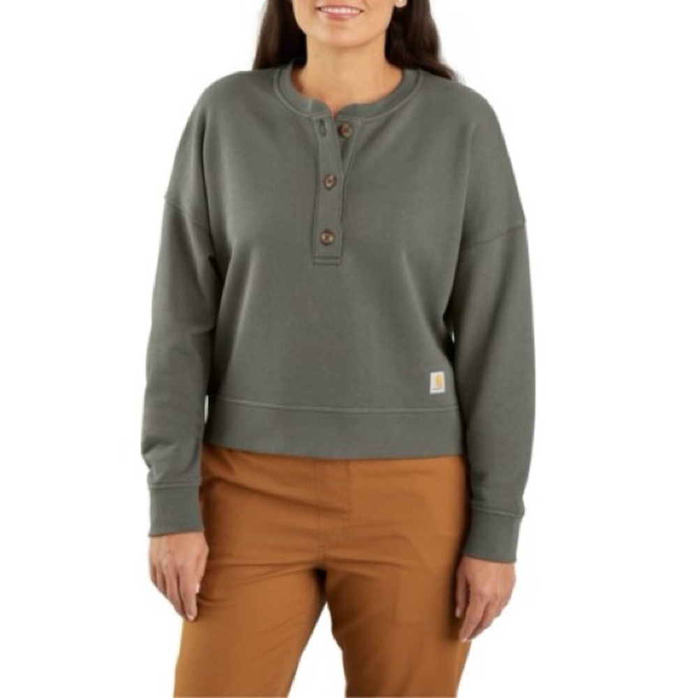 Carhartt Women's Loose Fit Midweight French Terry Henley Button Sweatshirt